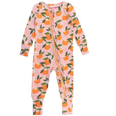 RuffleButts SoftSnooze Baby Girls Ruffle One Piece Convertible Pajamas