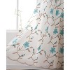Home Mart Goods Turquoise Luxury Floral Embroidery Rod Pocket Window Panel Attached Valance Satin Backing 2 Tie Backs Curtain Set (2 Panels) - 4 of 4