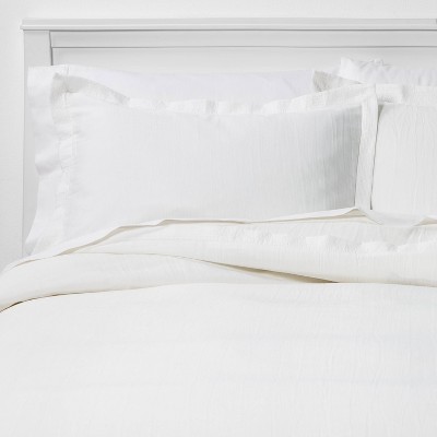 Full/Queen Family Friendly Duvet Cover & Sham Set White Chambray - Threshold™
