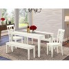 HomeStock 5-Piece Rectangle Linen White Finish Solid Wood Top Dining Table with 2 Benches, 2 Chairs - 2 of 4