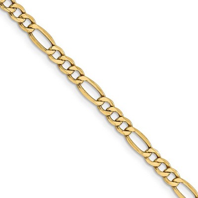 Black Bow Jewelry 4.75mm, 14k Yellow Gold, Hollow Figaro Chain Necklace