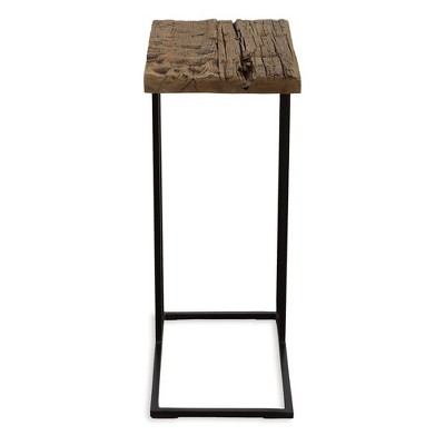 Reclaimed Wood and Black Iron Rectangular Accent Table