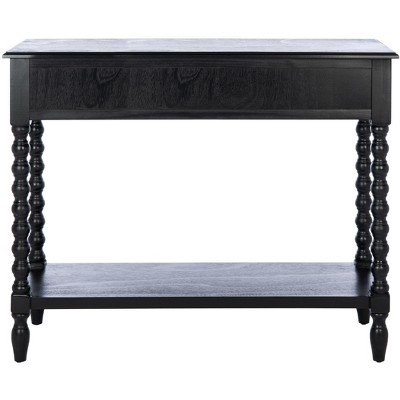 Athena Farmhouse Charm Black Wood Console Table with Storage