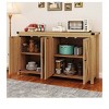 Modern Wooden Sideboard Buffet Cabinet With 4 Doors And Open Shelves Kitchen Storage Island Multi Functional Console Table For Dining Room, Brown - 3 of 4
