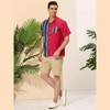 Lars Amadeus Men's Summer Striped Patchwork Short Sleeves Button Down Hawaiian Shirt - 4 of 4