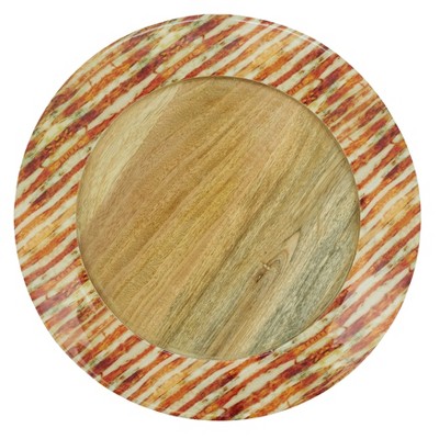 Saro Lifestyle Table Charger with Stripe Rim Design (Set of 4)
