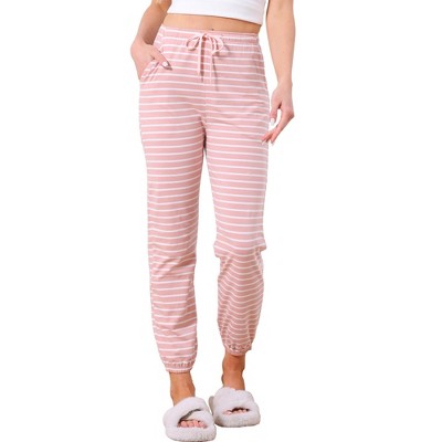 INSPIRE CHIC Womens Cotton Pajamas Drawstring Elastic Waist Striped Pants with Pockets