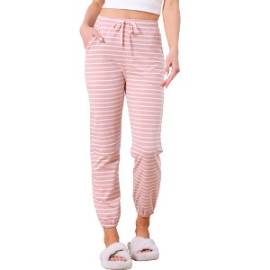 INSPIRE CHIC Womens Cotton Pajamas Drawstring Elastic Waist Striped Pants with Pockets - 1 of 4