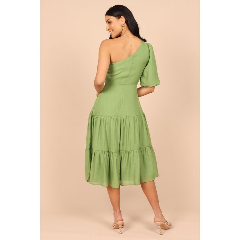 Petal and Pup Womens Milla One Shoulder Tiered Midi Dress, 2 of 7