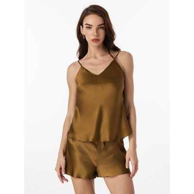 SilkSilky Women's Spaghetti Strap Pure Silk Camisole Set