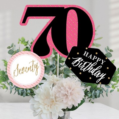 Big Dot Of Happiness Chic 70th Birthday - Pink, Black And Gold ...