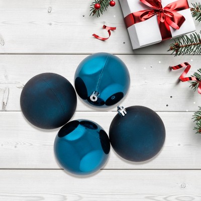 Sapphire Blue Shatterproof Plastic Christmas Ball Ornament Set
