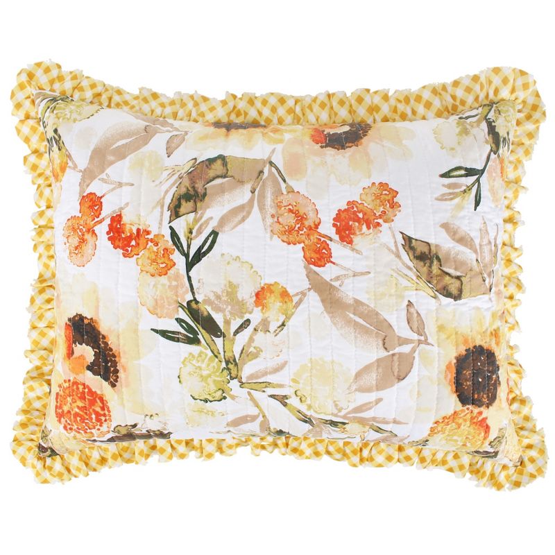 Somerset Ruffle-Trimmed Quilted Reversible Pillow Sham Gold by Greenland Home Fashions, 2 of 5