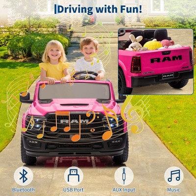 Licensed Dodge 2 Seater Electric Car for Kids Boys Girls,  24v Ride on Truck w/Parent Control, Car Toys w/Bluetooth, Spacious Truck Bed, Funny Gifts