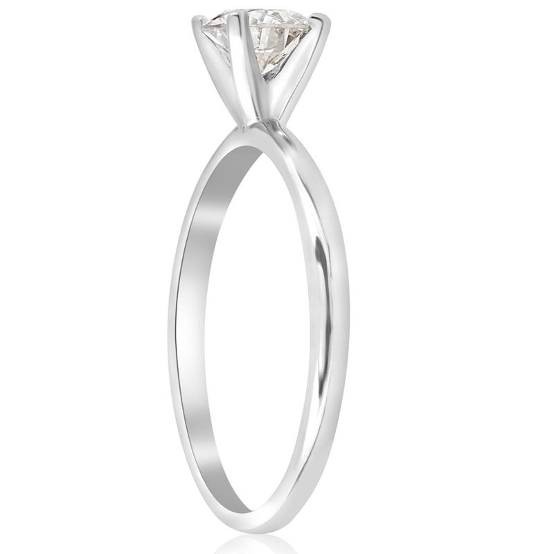 Pompeii3 5/8ct Solitaire Round Diamond Engagement Ring 14K White Gold Brilliant Jewelry, 2 of 5