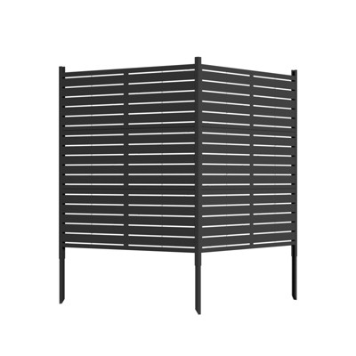 SEVOBAL Garden Fences and Gates Outdoor Slatted Design Privacy Screen Fence Panels, No Dig Fence Kit for Air Conditioner, Black, 47"*47"*47"