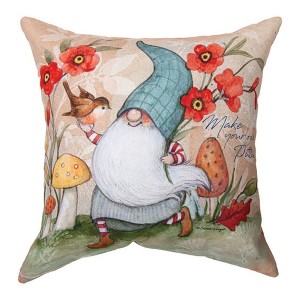 Manual Woodworkers & Weavers Whimsical Woodland Pillow – Durable 18x18 inch Gnome Design Accent - 1 of 3