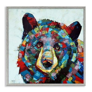 Stupell Industries Modern Kaleidoscopic Bear Portrait Black Framed Giclee Art - 1 of 4