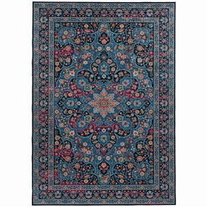 HomeStock Emerald Grenier Navy & Blue 6.7x9.7, Traditional, Woven with Digital Heat Transferred Printing - 1 of 4