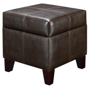 Small Cube Faux Leather Storage Ottoman - Espresso - Dorel Living, Brown