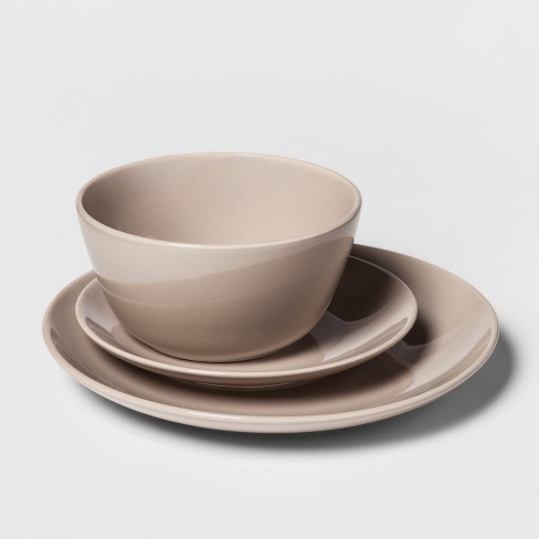 12pc Avesta Stoneware Dinnerware Set Taupe - Project 62™