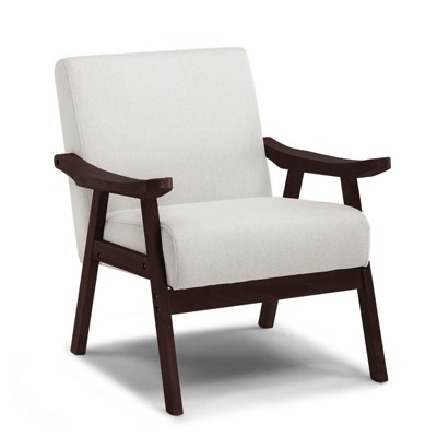 COMHOMA Mid-Century Accent Chair, Modern Upholstered Living Room Chairs with Solid Wood Armrest