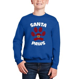 LA Pop Art Santa Paws - Boy's Word Art Crewneck Sweatshirt - 1 of 4