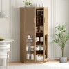 Wooakway 67"H Kitchen Pantry Cabinet with Glass Door and Rattan Door, Storage Shelves, Black - 3 of 4