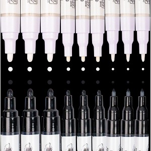 PINTAR Art Supply Professional Outline & Fill Pack - Set of 18 Black/White Paint Markers, (6) 0.7mm, (6) 1mm, (6) 5mm Tips - Smooth Japanese Ink - 1 of 4