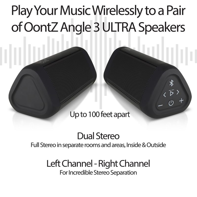 OontZ Ultra Dual Bluetooth Speaker, 14 Watts, up to 100 ft Bluetooth Range, IPX7 Waterproof Portable Bluetooth Speaker (Black-Dual), 3 of 8