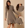 INSPIRE CHIC Women's Crew Neck Stretchy Puff Long Sleeve Ruffle Knit Dresses - 2 of 4