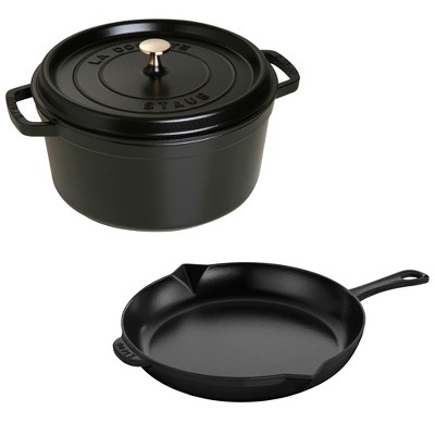 Staub - Cast iron Frying pan with 2 handles black - 20 cm