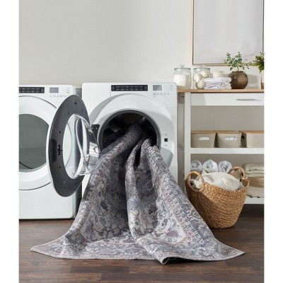 Gray Floral Cotton Chenille 8' x 10' Area Rug
