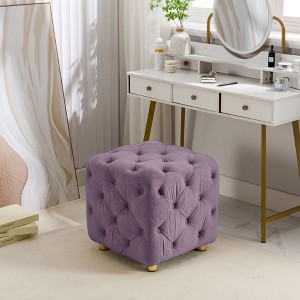Kumasinova 18" Modern Tufted Square Ottoman Vanity Stools for Living Room&Bedroom,Soft Velvet Footrest Stool Accent Ottoman,250lbs Max - 1 of 4