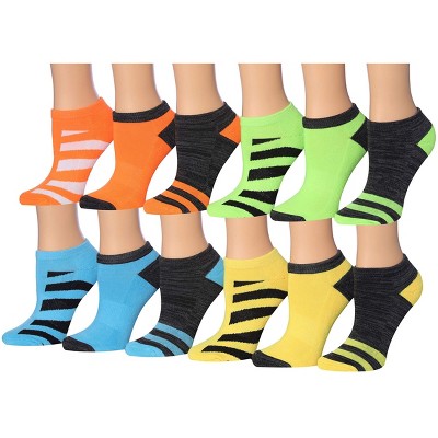 Tipi Toe Kids Boys 12 Pairs Athletic Sports Performance Colorful Trio Striped Solid Colors Low Cut Socks