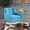 Modern Fabric Upholstered Accent Arm Chair,Wooden Tufted Comfy Reading Bedroom Armchair,Living Room Lounge Chair with Extra Cushion-Coolbibila - 3 of 4