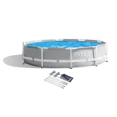 Intex 26700EH 10ft x 30in Prism Metal Frame Round Above Ground Outdoor Backyard Swimming Pool and Protective Canopy (No Pump)