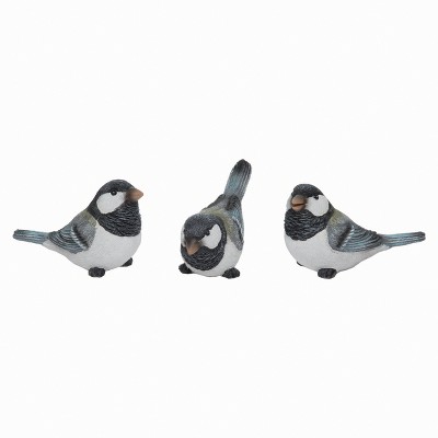 Transpac Large Resin Black & White Bird Set of 3 Spring Home Decorations