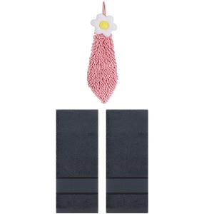 REGALWOVEN 3 Pcs Soft Absorbent Hand Towel Bathroom Decorative Set - 1 of 4