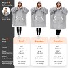 Joyfy Adults Wearable Blanket Hoodie for Women Men Giant Pocket Sleeves FlaWarm Oversized Fleece Winter Sweatshirt Blanket Birthday Gift GRAY - 2 of 4