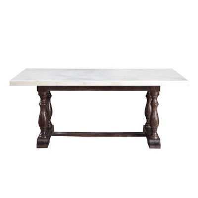 Espresso Elegance Rectangular Dining Table with White Marble Top