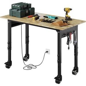 Acekool 48" Adjustable Workbench, 2200lbs Capacity, Power Outlets, Wheels, Heavy-Duty Table for Garage, Workshop, Office, Home - 1 of 4