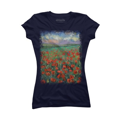 Junior's Design By Humans POPPIES By creese T-Shirt