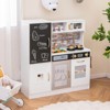 Costway Play Kitchen Toy Set w/ Chalkboard Oven Sink Curtain Microwave Water Dispenser - image 4 of 4