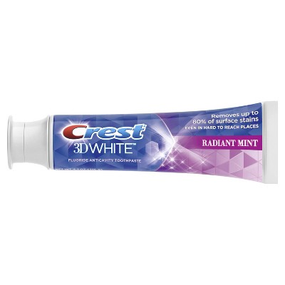 Crest 3D White, Whitening Toothpaste Radiant Mint, 4.1 oz, Pack of 2