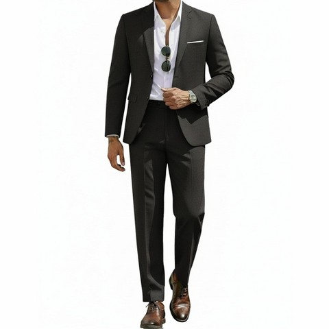COOFANDY Men's Suits 2 Piece Classic Fit Casual Suits Sets 2 Button Suit Black 42, цвет: Чёрный
