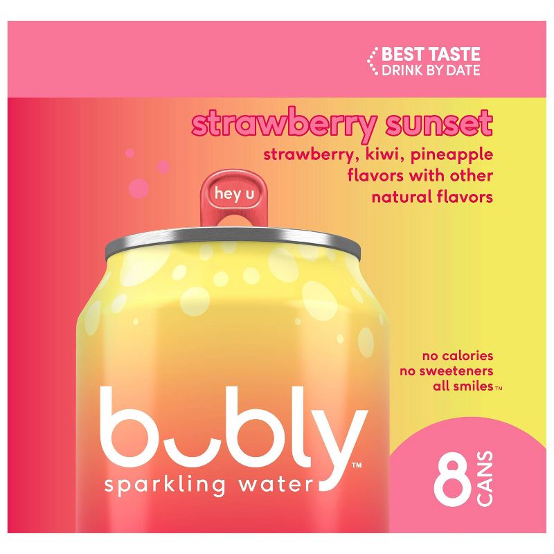 bubly Strawberry Sunset Sparkling Water - 8pk/12 fl oz Cans, 4 of 6