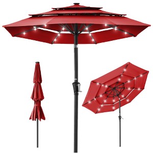 Best Choice Products 10ft 3-Tier Solar Patio Umbrella w/ 24 LED Lights, Tilt Adjustment, Easy Crank - 1 of 4