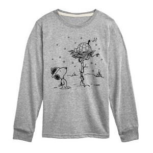 Boys' - Peanuts - Snoopy Woodstock Igloo Long Sleeve Graphic T-Shirt - 1 of 4