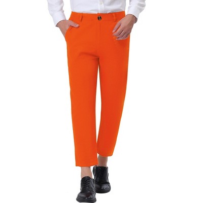 Lars Amadeus Men's Cropped Dress Business Pants Straight Fit Flat Front Suit Trousers